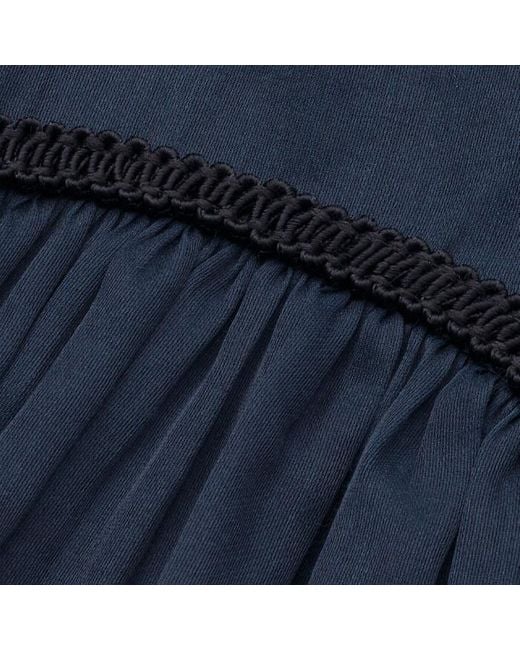 ME+EM Blue Silk Cotton Organza Maxi Swing Dress + Belt