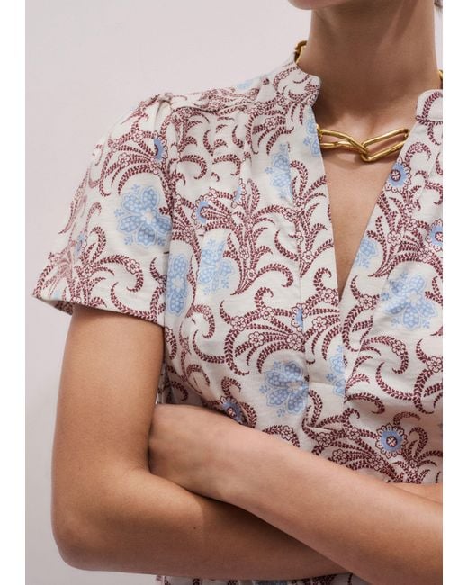 ME+EM Purple Bloom Floral Print Swing Dress