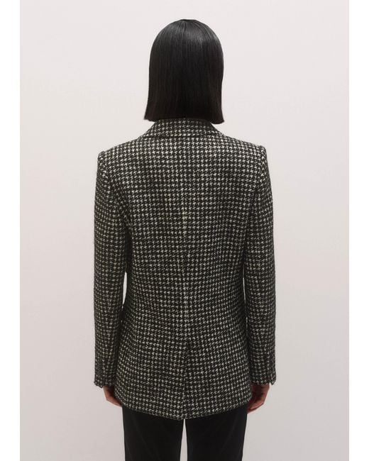 ME+EM Black Houndstooth Sharp Shoulder Blazer/Ivory