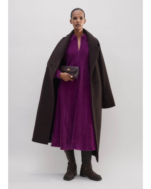 ME+EM Purple Cord Velour Fit And Flare Midi Dress