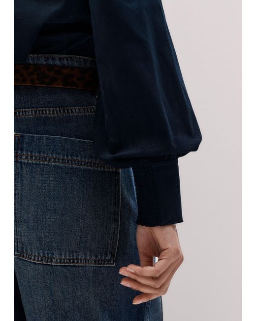 ME+EM Blue Super Soft Micro Cord Blouse