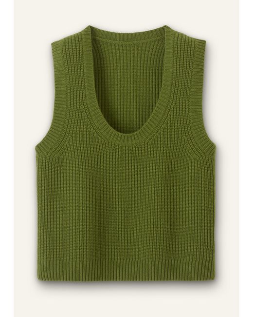 ME+EM Green Merino Cashmere Ribbed Scoop Neck Sweater Vest