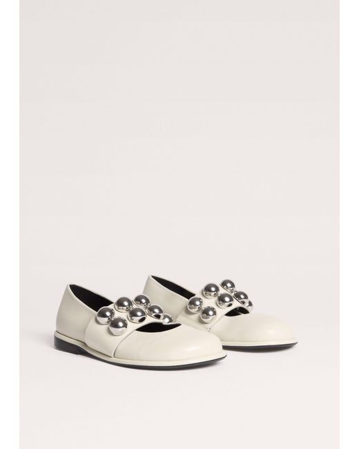 ME+EM Natural Oversized Stud Ballerina Flat