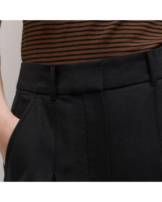 ME+EM Black Ultimate Wide Pleat Front Trouser