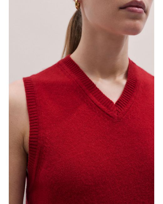 ME+EM Red V-Neck Relaxed Knit Tank