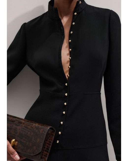 ME+EM Black A-Line Feature Button Maxi Dress