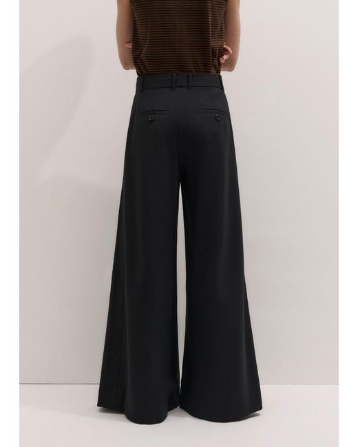 ME+EM Black Ultimate Wide Pleat Front Trouser