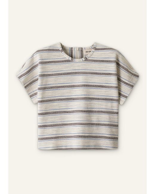 ME+EM Brown Textured Stripe Tee