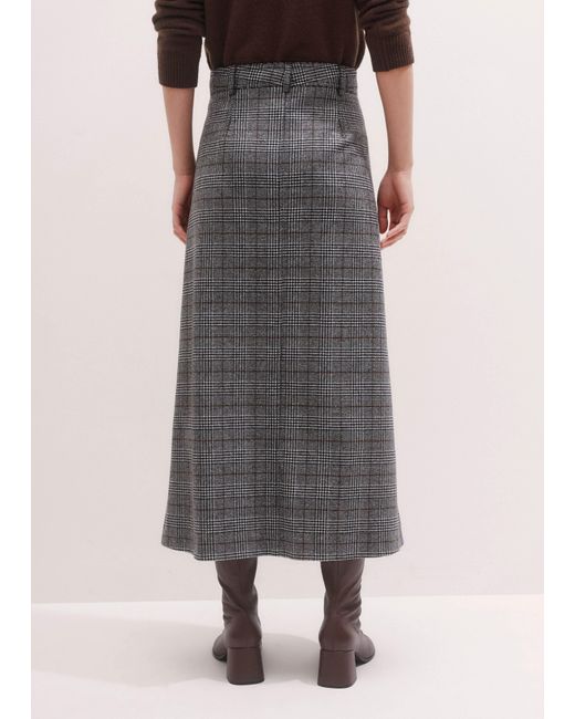 ME+EM Natural Check Pleat Detail Maxi Skirt/Light Cream