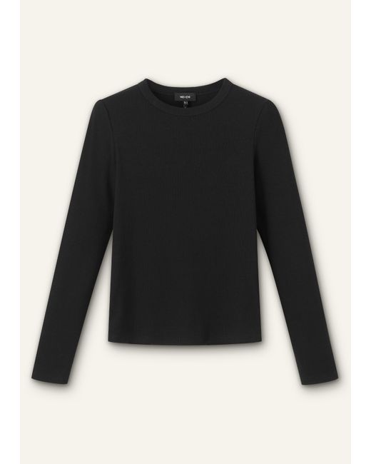 ME+EM Black Ultimate Rib Long Sleeve Top