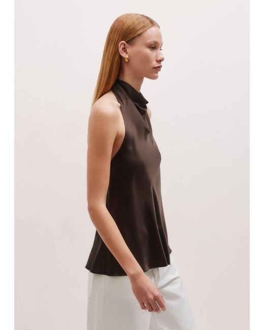 ME+EM Natural Halterneck Low Back Top