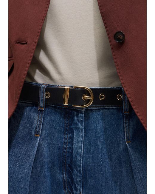 ME+EM Black Reversible Metal Eyelet Hips To Waist Belt-Chestnut