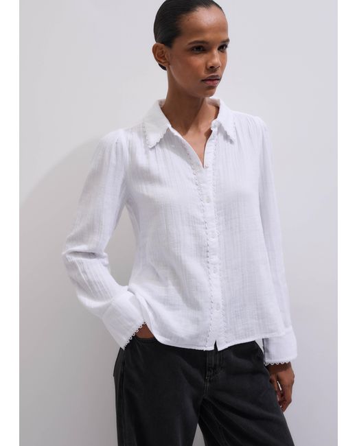 ME+EM Multicolor Cheesecloth Trim Detail Shirt