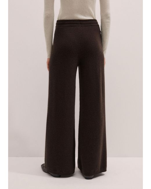 ME+EM Multicolor Cashmere Wide Leg Knit Trousers Warm Chocolate Melange