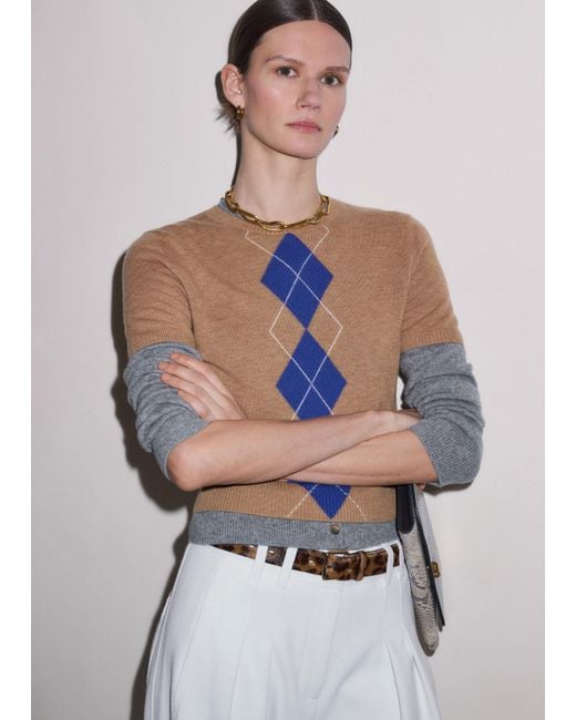 ME+EM Blue Fine Argyle Slim Tee