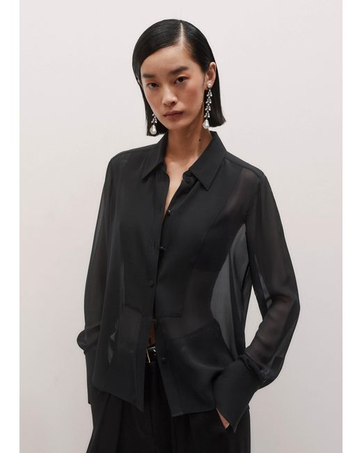 ME+EM Black Evening Sheer Silk Blouse