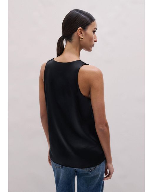 ME+EM Black Silk Satin Tank Top