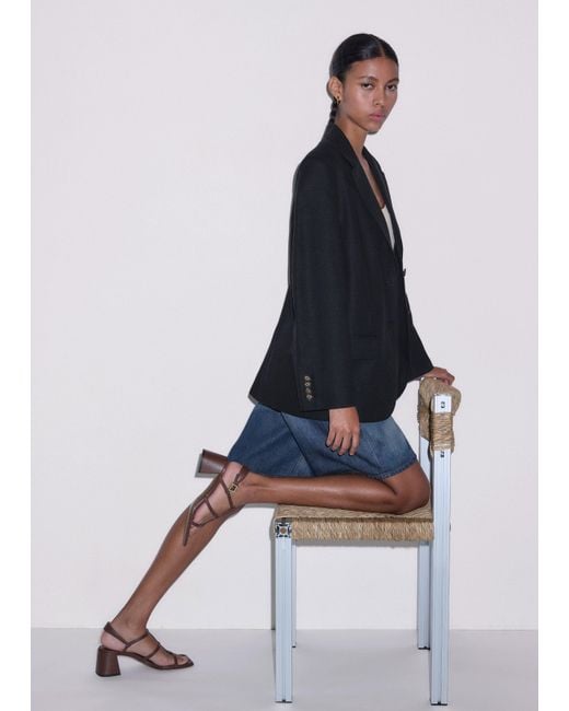 ME+EM Blue Crease-Less Linen Deconstructed Lightweight Summer Blazer