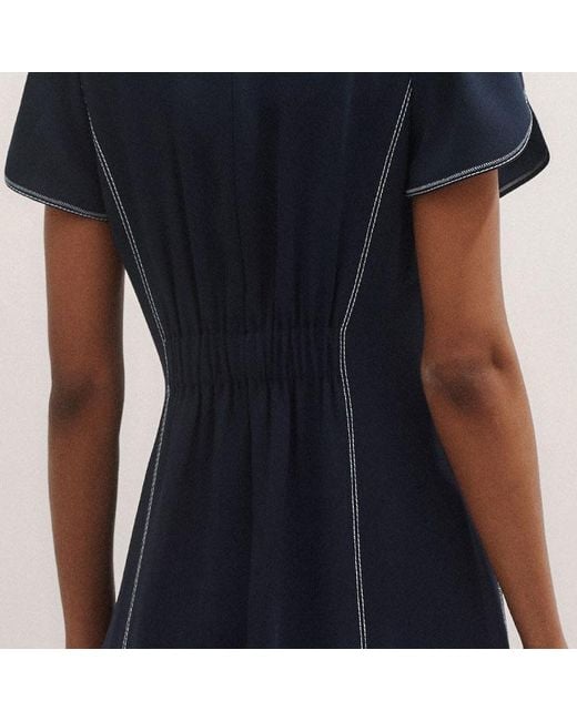 ME+EM Blue Contrast Stitch Midi Dress