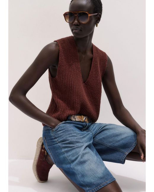 ME+EM Multicolor Bouclé Rib Relaxed Knit Vest
