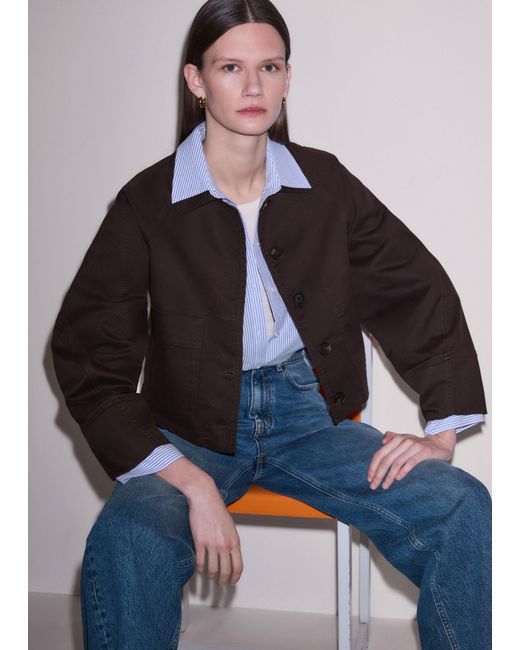 ME+EM Blue Sculptural Sleeve Straight Fit Jacket