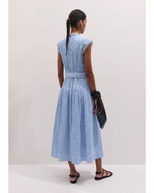 ME+EM White Broderie Anglaise Fit And Flare Maxi Dress + Belt