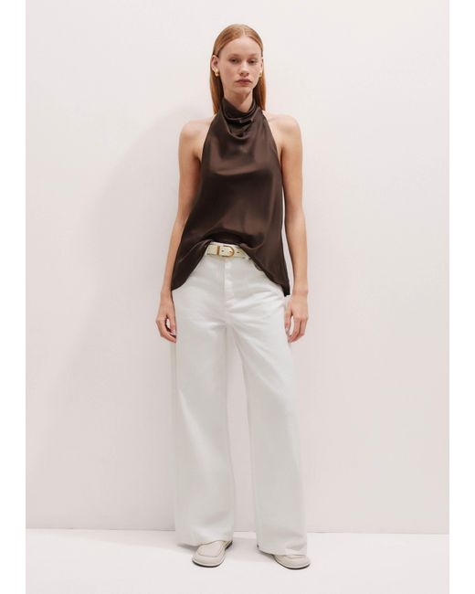 ME+EM Natural Halterneck Low Back Top