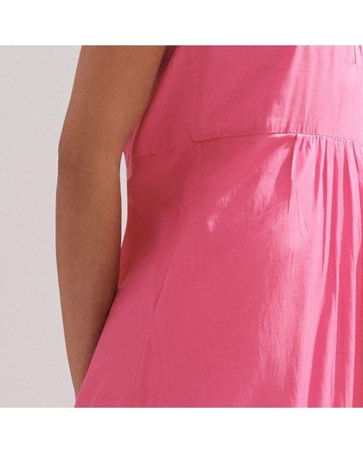 ME+EM Pink Cotton Voile Halterneck Full-length Dress