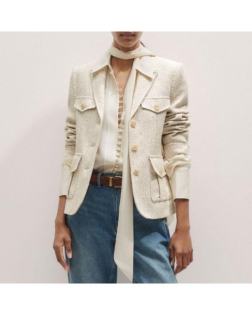 ME+EM Natural Silk Button Layering Shirt + Tie