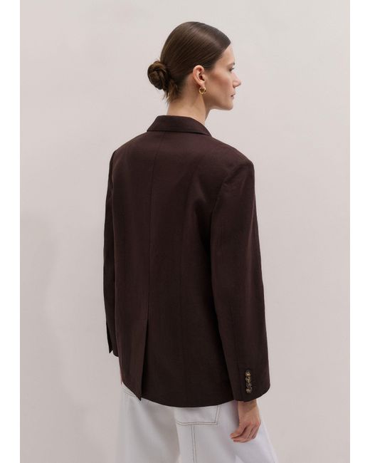 ME+EM Brown Crease-Less Linen Deconstructed Lightweight Summer Blazer