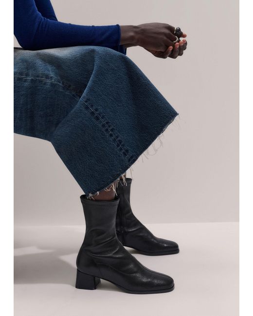 ME+EM Black Low Block High Ankle Stretch Boot