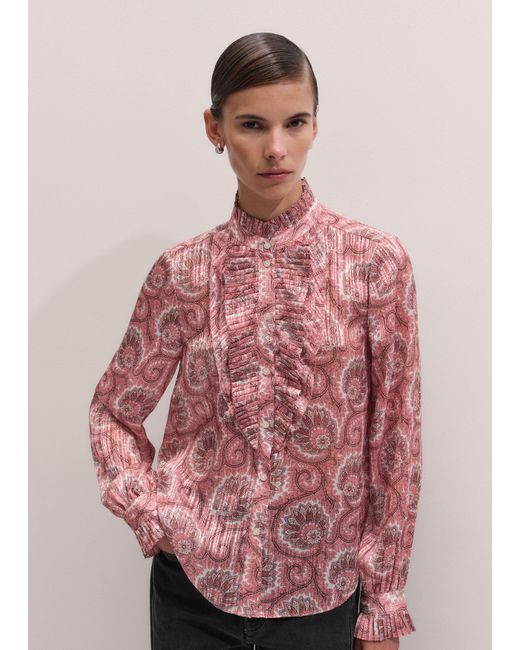 ME+EM Pink Ornate Climbing Paisley Print Frill Blouse + Tie