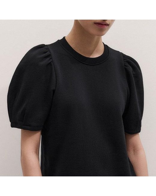 ME+EM Black Puff Sleeve Sweatshirt Tee