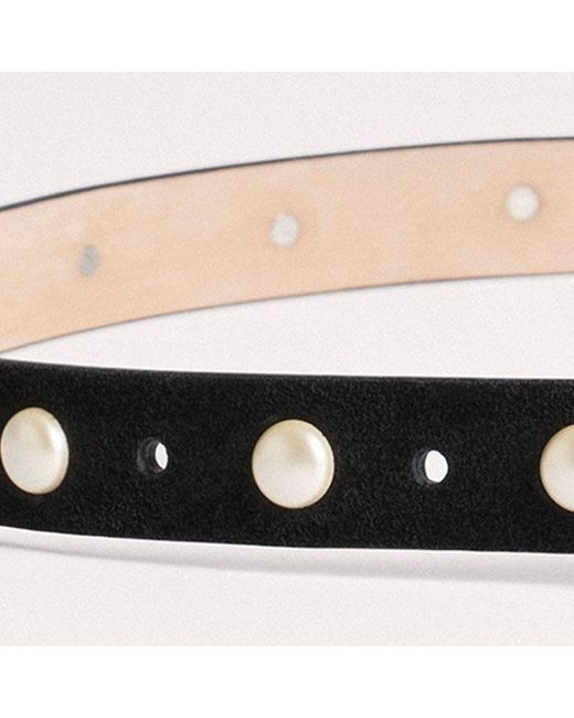 ME+EM Black Faux Pearl Stud Belt
