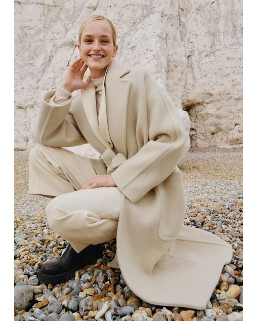 ME+EM Natural Petite Proportioned Cocoon Coat + Belt