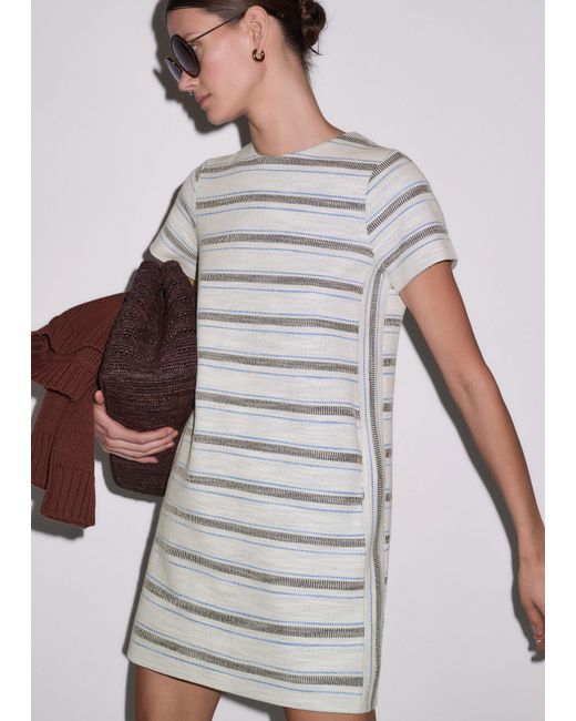 ME+EM Gray Textured Stripe Mini Dress