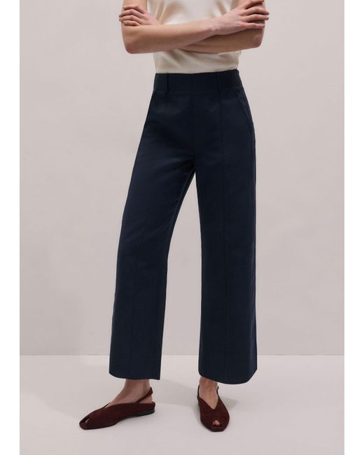 ME+EM Blue Straight Crop Trouser
