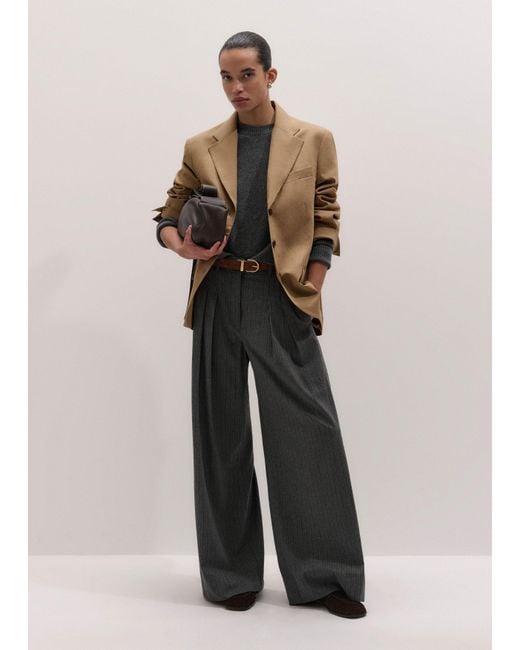 ME+EM Black Wide Leg Double Pleat Trouser