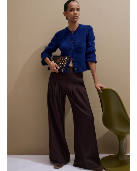 ME+EM Blue Button-Through Straight Cardigan