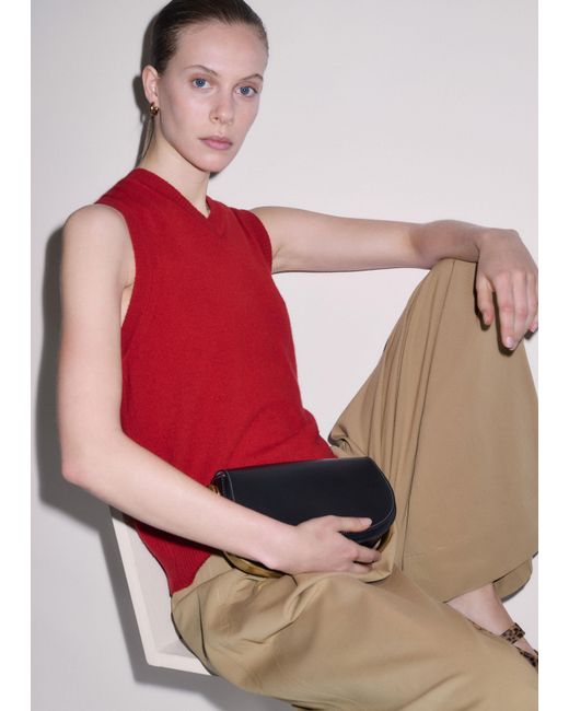 ME+EM Red V-Neck Relaxed Knit Tank