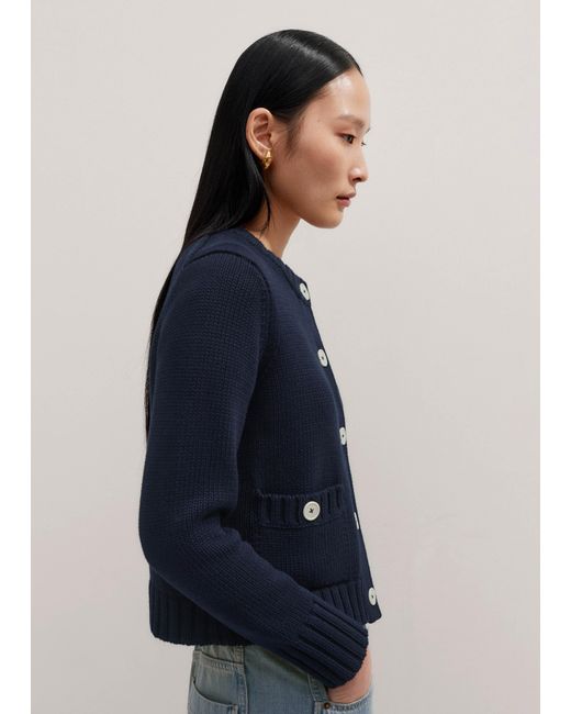 ME+EM Blue Chunky Cotton Bracelet Sleeve Crop Cardigan