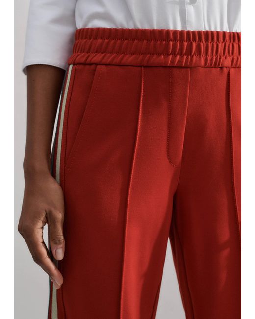 ME+EM Red Regular-Length Convertible Side Stripe Pant