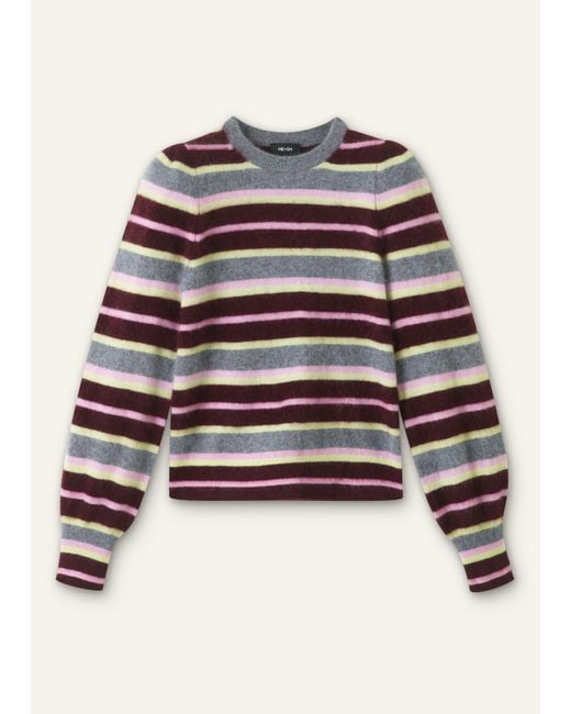ME+EM Purple Brushed Cashmere Stripe Sweater