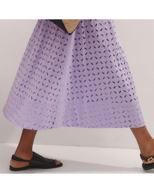 ME+EM Purple Knit + Broderie Mixed Media Midi Dress