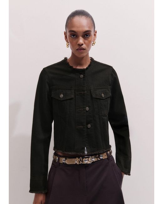 ME+EM Black Collarless Denim Jacket