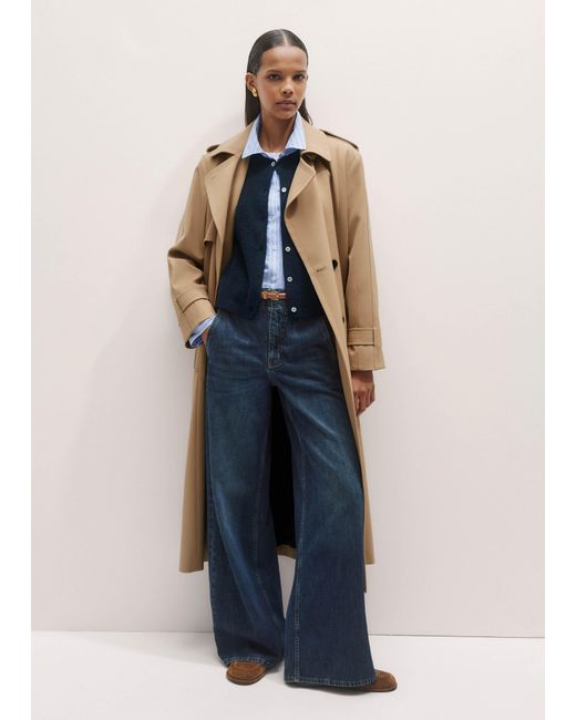 ME+EM Blue Cotton Voile Relaxed Forever Stripe Shirt