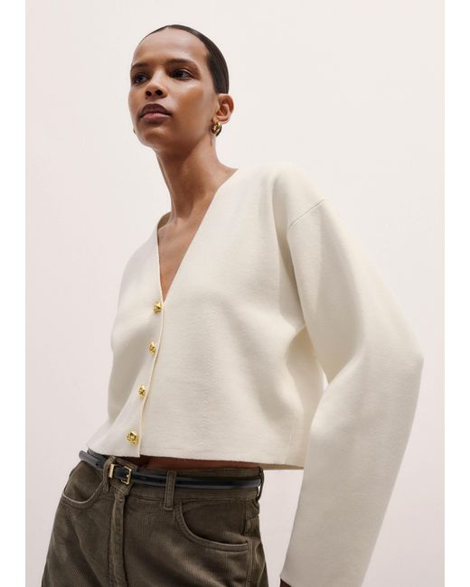ME+EM Natural Merino Cotton Milano Knit Extreme Sleeve Crop Cardi