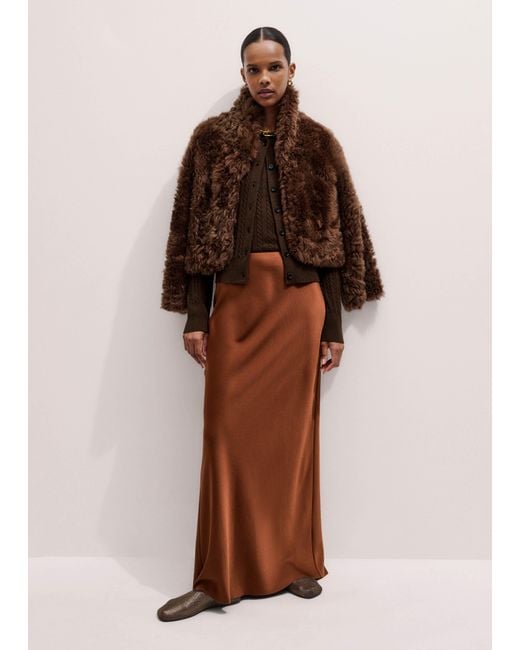 ME+EM Brown Merino Cashmere Micro Cable Knit Tee