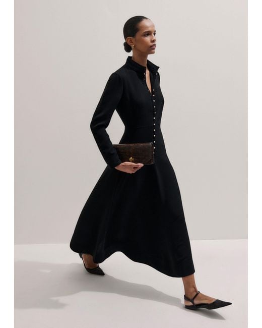 ME+EM Black A-Line Feature Button Maxi Dress