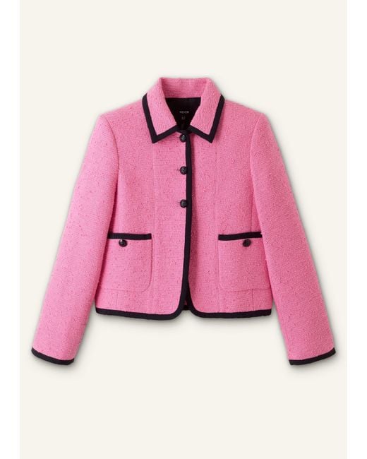 ME+EM Pink Contrast Bound Crop Jacket